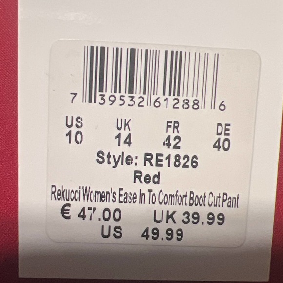 * Woman’s Red Rekucci Ease In To Comfort Boot Cut Pants - Picture 5 of 5